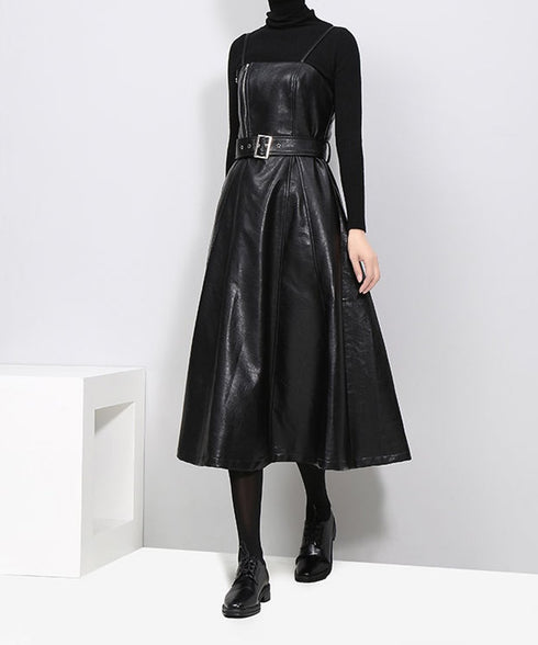 black midi sleeveless dress